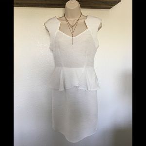 Ooh la Loft White Dress/ Ruffle/ like new/ Size S